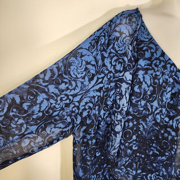 Catherines Women Blouse Size 2X 3/4 Sleeve Sheer Pullover Asymmetric Sash Career - Picture 7 of 11